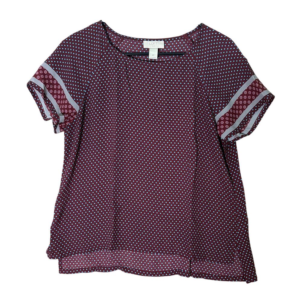 LOFT Outlet Womens Blouse Multicolored Pattern Short Sleeve Lightweight MP